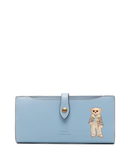 Polo Ralph Lauren Blue Teddy Bear-Print Leather Wallet