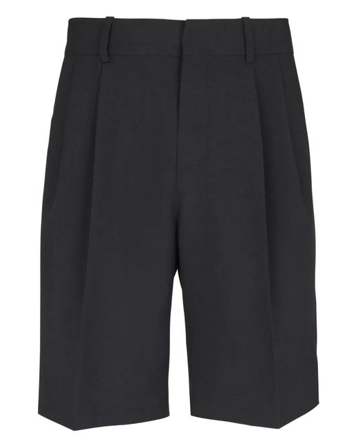 Balmain Gray Darted Wool Shorts for men