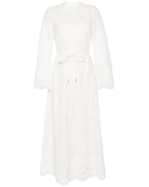 Zimmermann Ottie Broderie Anglaise Midi-jurk in het White
