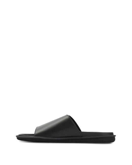 Giorgio Armani Black Logo-Embossed Slides for men