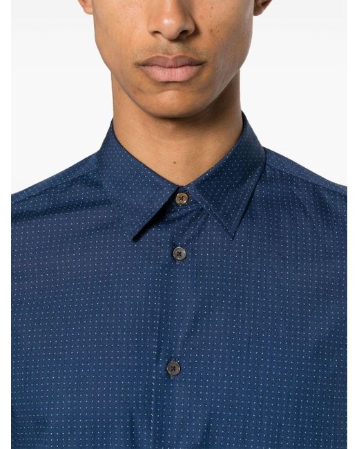 Paul Smith Blue Polka Dot Cotton Shirt for men
