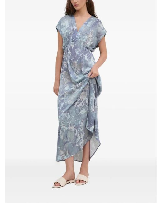 Robe À Fleurs Imprimées Sandro Ferrone en coloris Blue