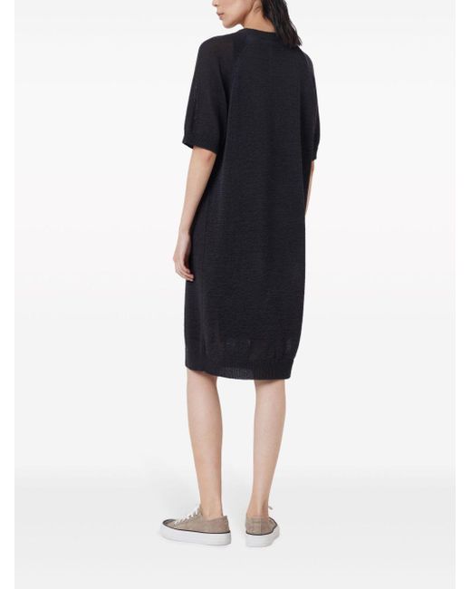 Brunello Cucinelli Black Fine-knit Cotton T-shirt Dress