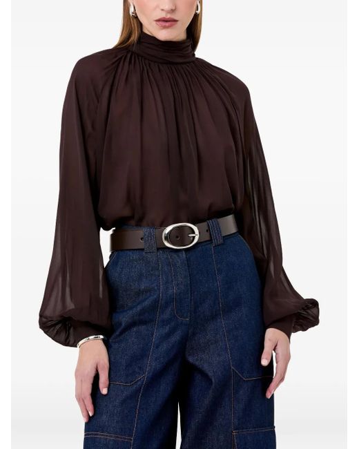 Nicholas Black Solene High-Neck Balloon-Sleeve Top