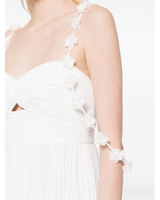 Vestido largo con apliques florales Self-Portrait de color White