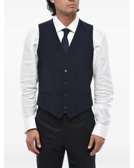 Corneliani Blue Button-Up Tailored Waistcoat for men