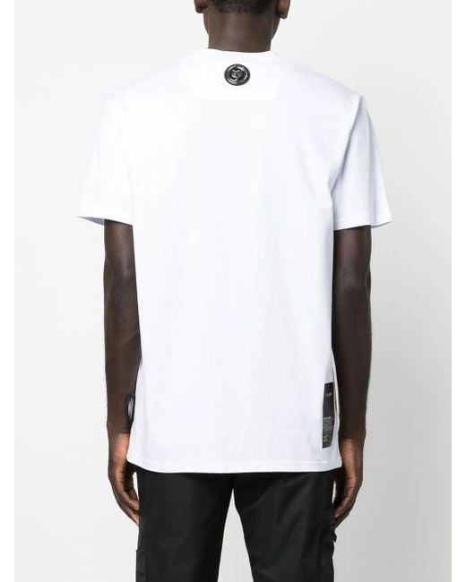 Philipp Plein White Logo-Print Short-Sleeved T-Shirt for men