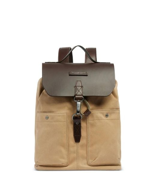 The Bridge Natural Leather-Trim Flap-Top Backpack for men