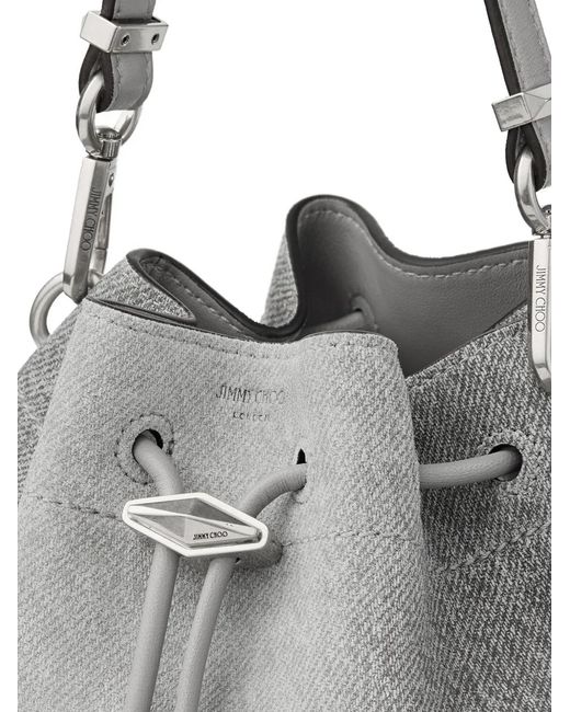 Jimmy Choo Gray Small Cinch Drawstring Shoulder Bag