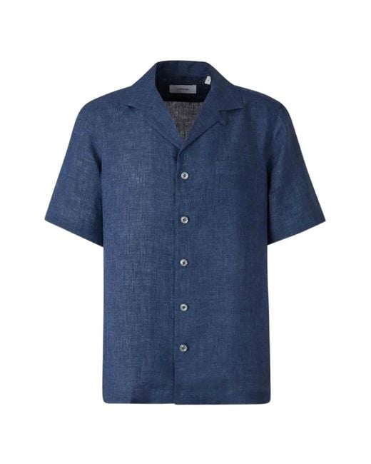 Lardini Blue Short-Sleeve Buttoned Shirt for men