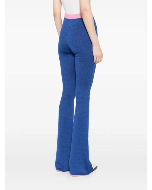 Bally Blue Patterned-Jacquard Flared Trousers