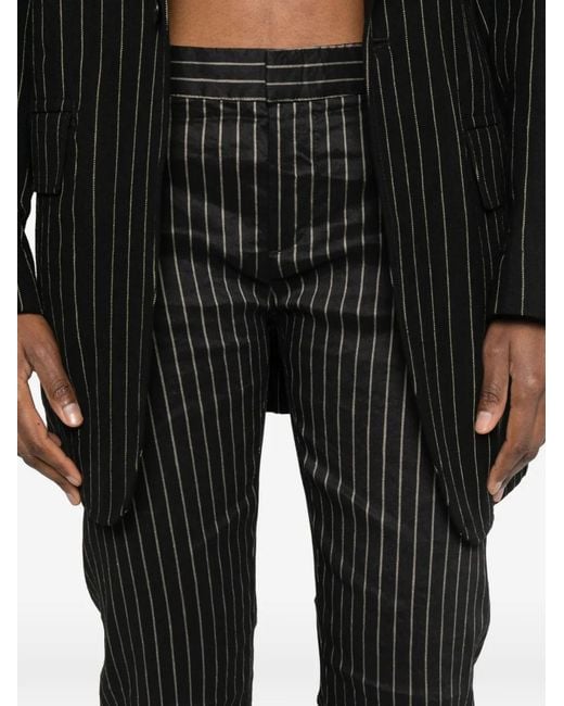 R13 Black Striped Trousers