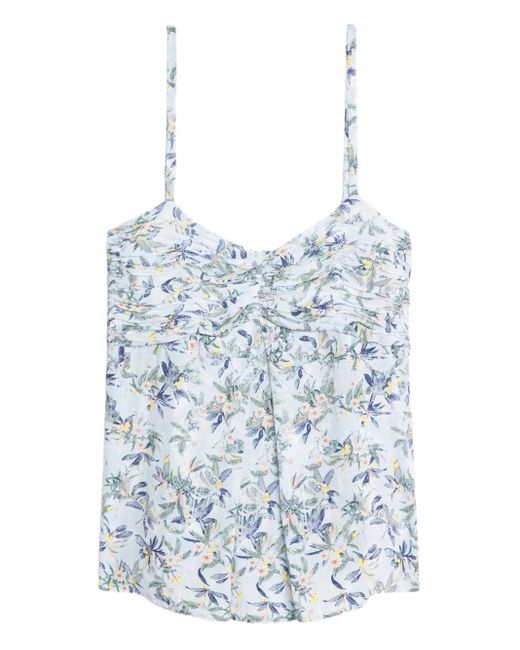 Zadig & Voltaire Blue Cippie Floral-Print Smocked Top