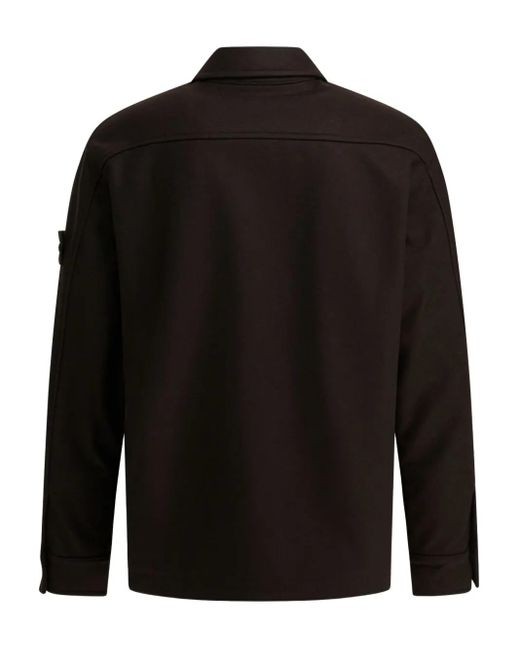 Stone Island Black Patch-pocket Buttoned Shirt Jacket for men