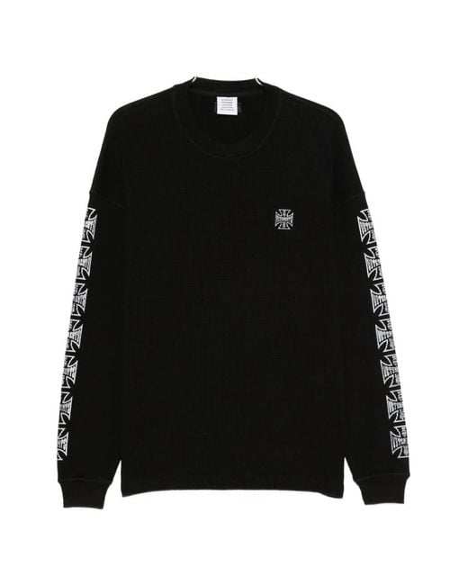 Vetements Black Waffle-Knit Graphic-Print T-Shirt for men