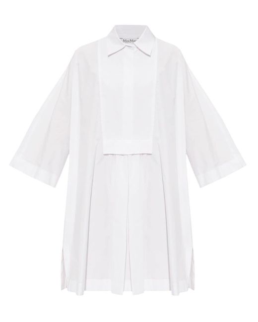 Max Mara White Wide-sleeved Cotton Minidress