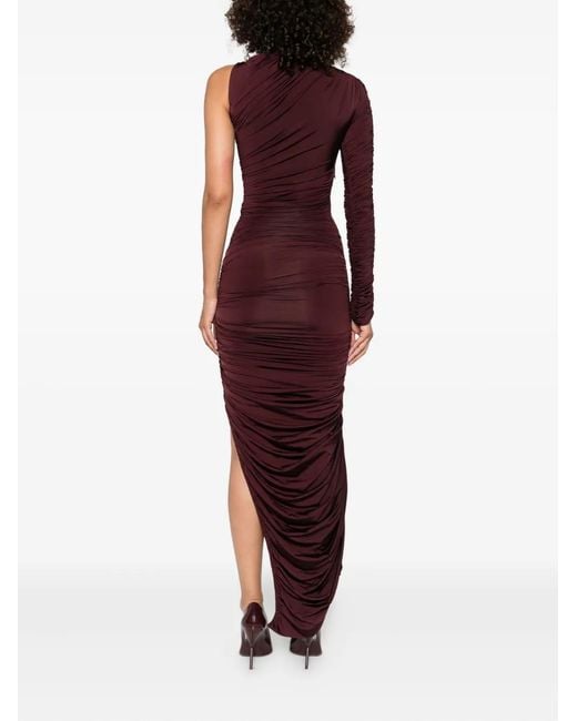 Mugler Purple Asymmetric Draped Maxi Dress
