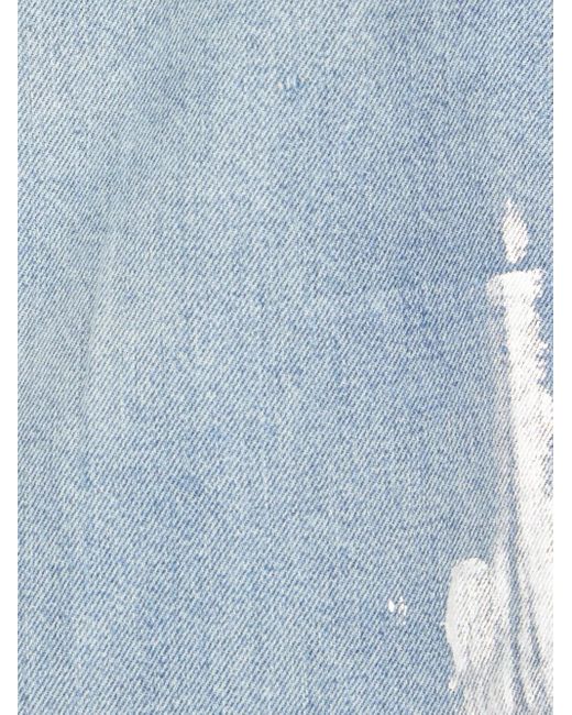 Roberto Cavalli Blue Distressed Denim Jacket for men