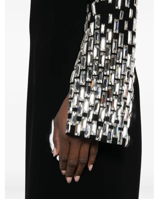 Jean Louis Sabaji Black Asymmetric Baguette-Embroidery Maxi Dress