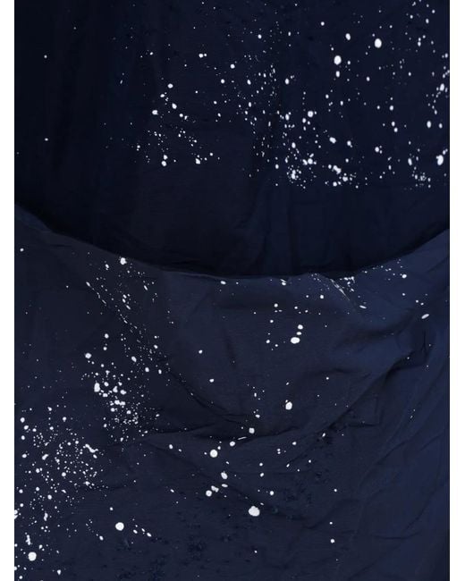 Maria Calderara Blue Paint-Splatter Notched-Lapel Coat