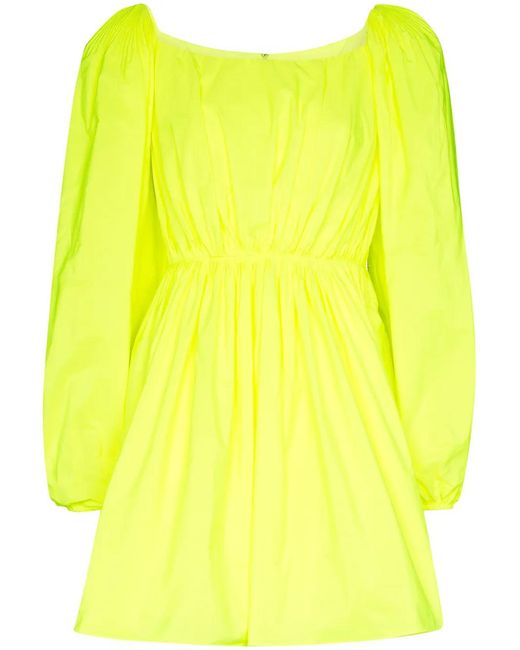 Valentino Garavani Yellow Puff Sleeve Mini Dress