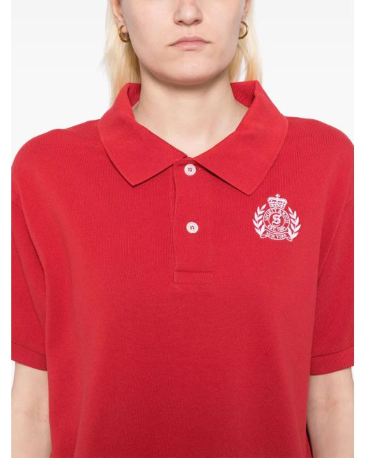 Sporty & Rich Red H&W Crest Pique Polo Top
