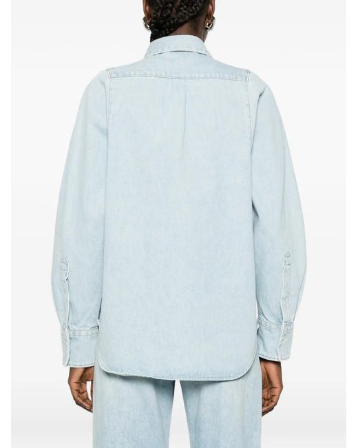 BITE STUDIOS Blue Puff-Sleeve Denim Shirt
