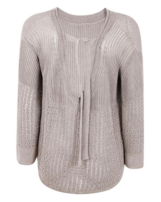 Max Mara Gebreide Trui Met Open Rug in het Natural