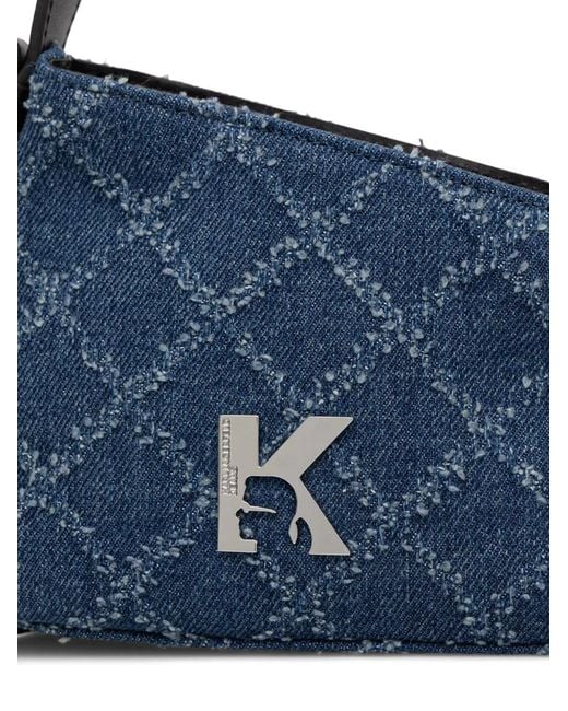 Karl Lagerfeld Blue Logo-Plaque Quilted Crossbody Bag