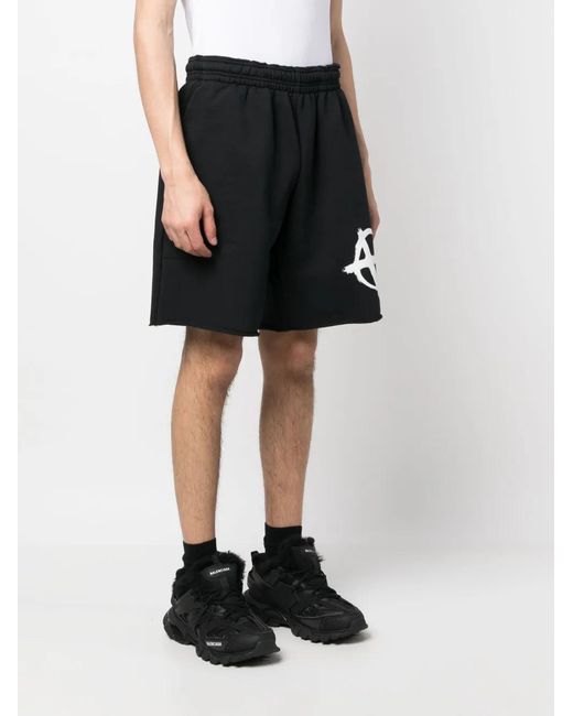 Vetements Black Logo-Print Knee-Length Shorts