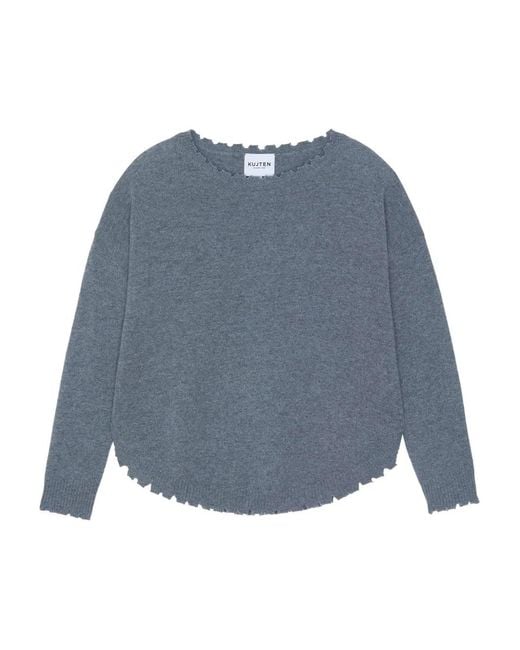 Kujten Blue Mela Flannel Scalloped Sweater