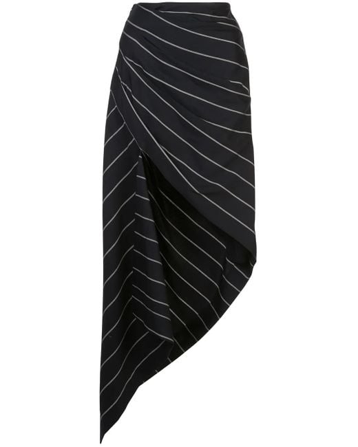 Monse Black Pinstriped Asymmetric Skirt