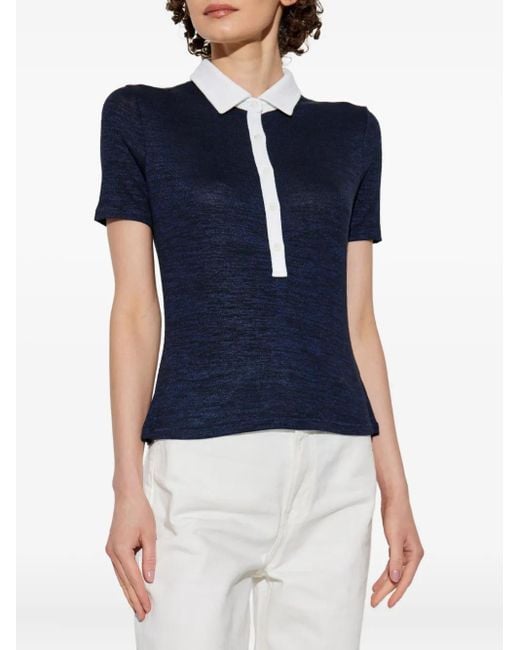 Rag & Bone Blue Two-Tone Polo Top