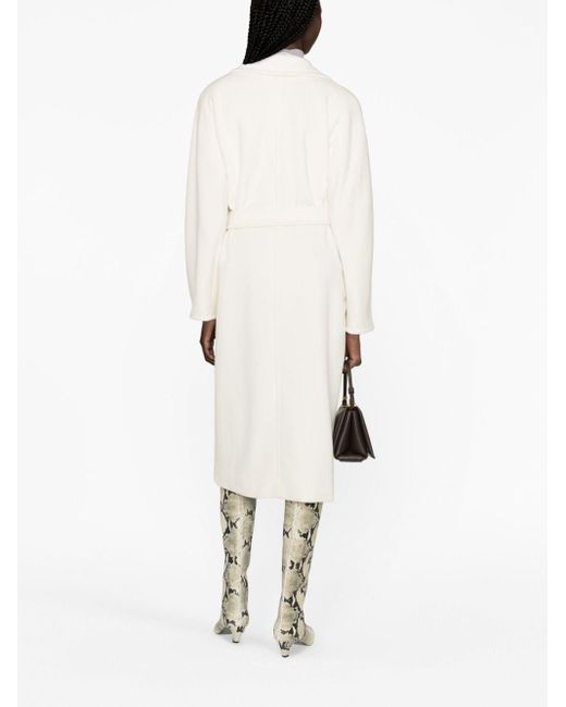 Max Mara White Belted Double-breasted Coat