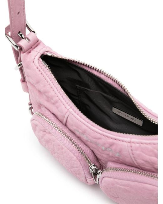 Bimba Y Lola Pink Grained Leather Crossbody Bag