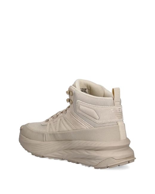 EA7 Natural High-Top Logo Sneakers