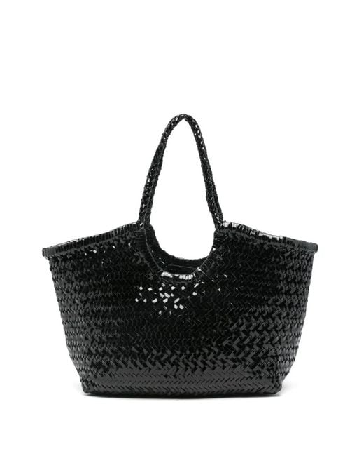 Dragon Diffusion Black Braided Handle Woven Tote Bag