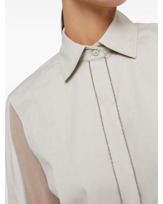 Brunello Cucinelli White Monili-embellished Layered Shirt