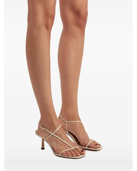 STUDIO AMELIA White Cross-Front Leather Sandals