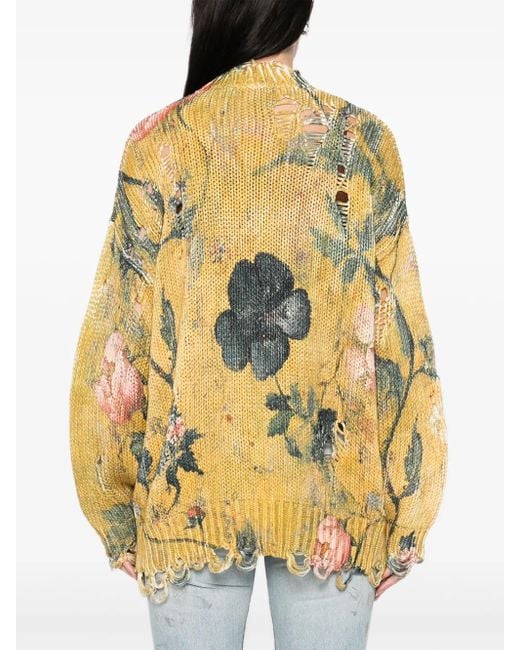 R13 Trui Met Bloemenprint in het Yellow