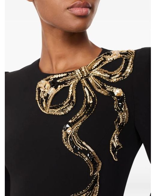 Jenny Packham Black Love Bow Midikleid Mit Geschlitzten Ärmeln