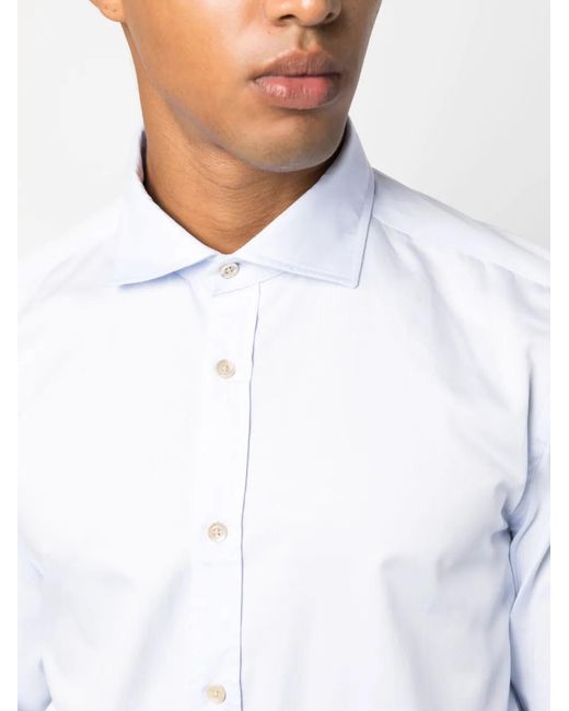 Boglioli White Spread-Collar Cotton Shirt for men