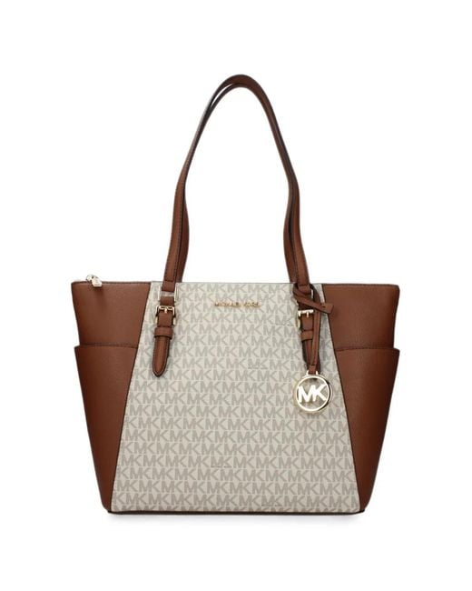 Michael Kors Brown Charlotte Logo-Print Leather Tote Bag