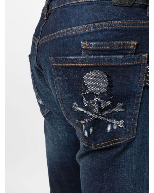 Philipp Plein Gerade Jeans mit Totenkopf-Applikation in Blau für Herren |  Lyst DE