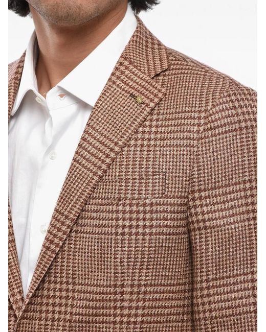 Corneliani Brown Single-Breasted Plaid Blazer for men