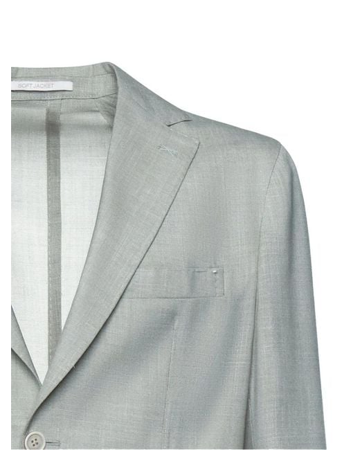 Eleventy Gray Single-Breasted Notched-Lapels Jacket for men