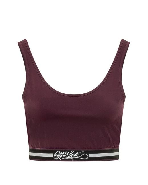 Off-White c/o Virgil Abloh Purple Logo-Underband Cropped Top