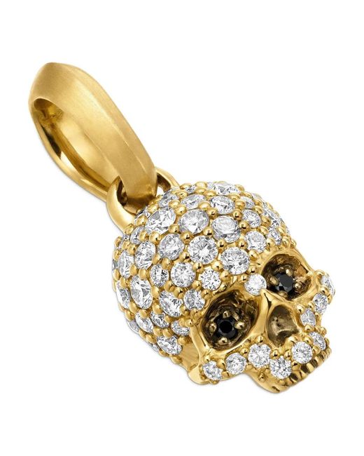 David Yurman Metallic 18Kt Memento Mori Skull Diamond Amulet for men