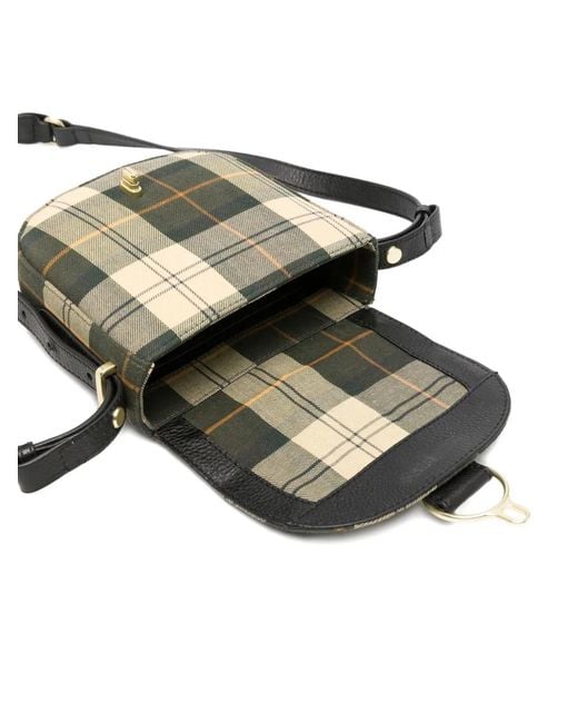 Barbour White Mini Tartan-Pattern Crossbody Bag