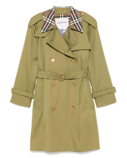 Burberry Green Doppelreihiger Trenchcoat